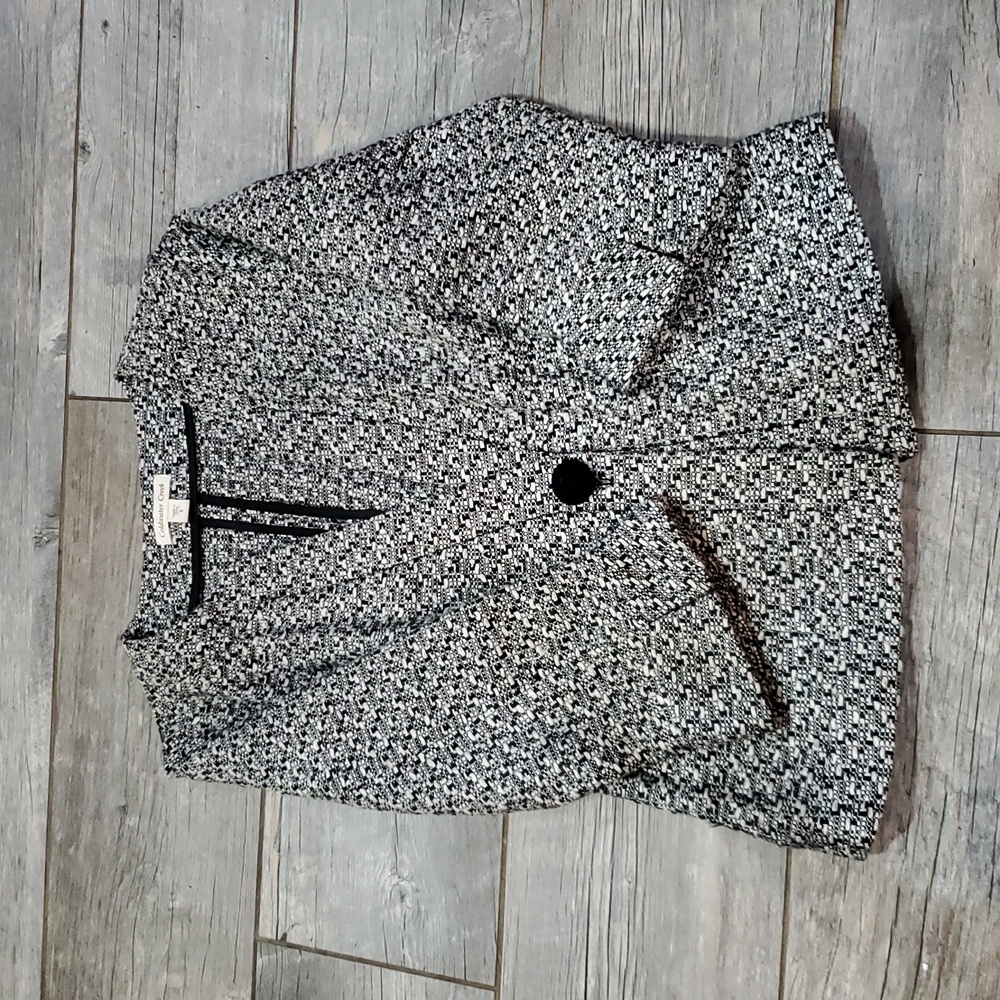 Coldwater Creek Woven Black & White Jacquard Blazer, 6